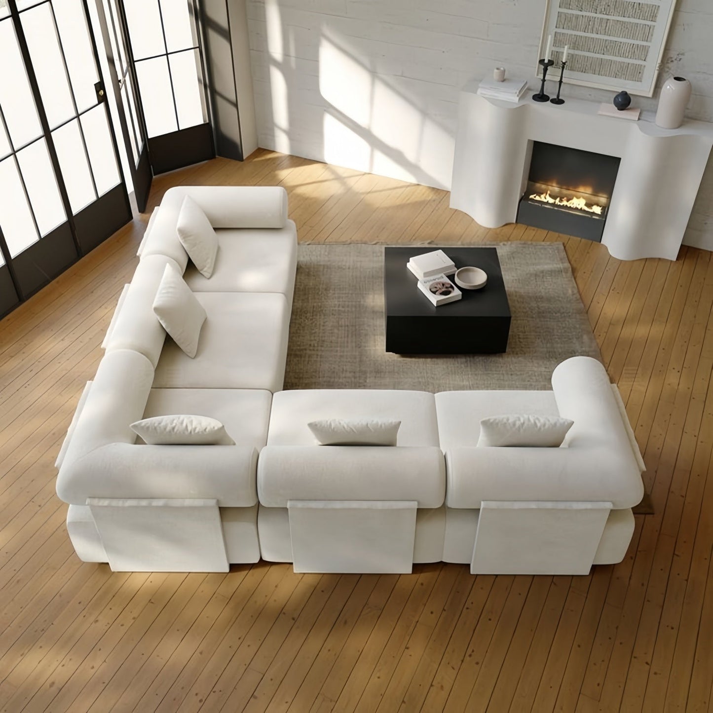 ABC HOME Wood White Natural Sofa | Contemporary Style