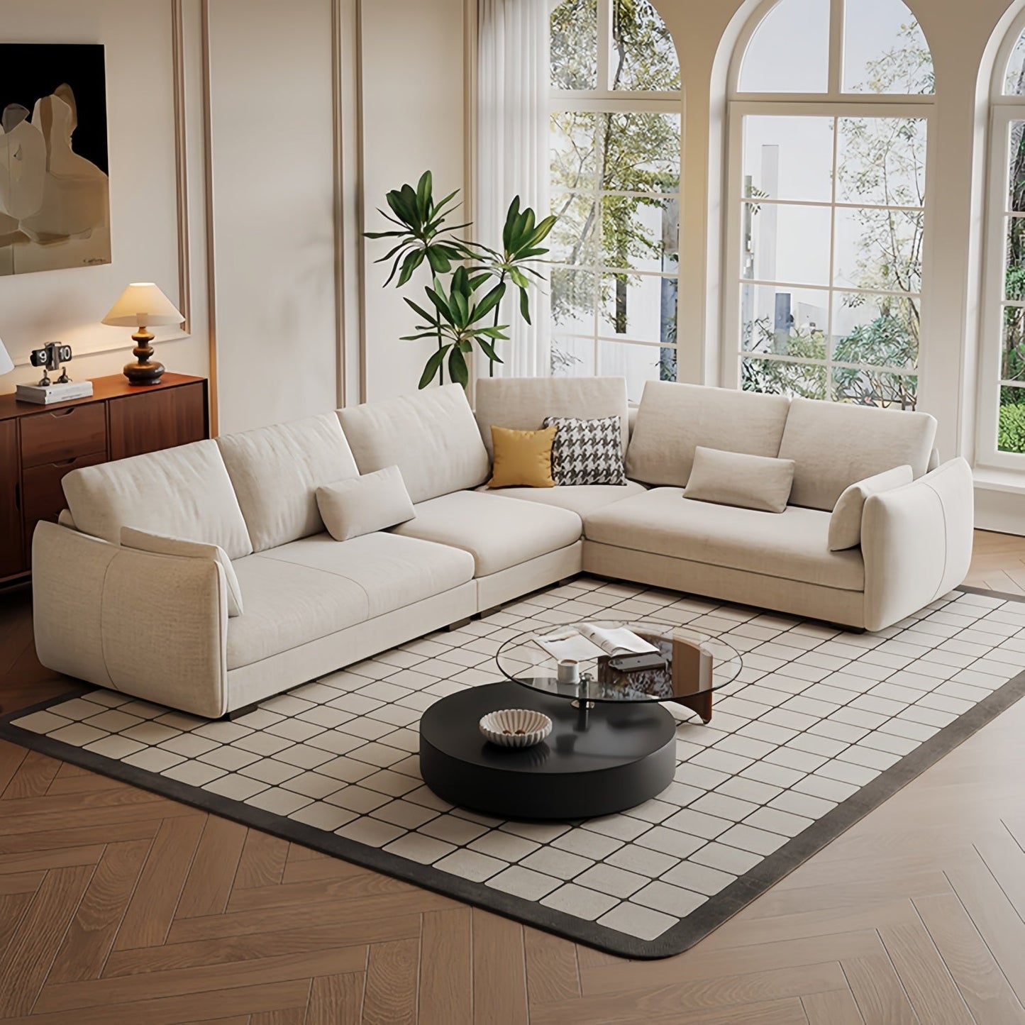 ABC HOME Sofa with Wood & White