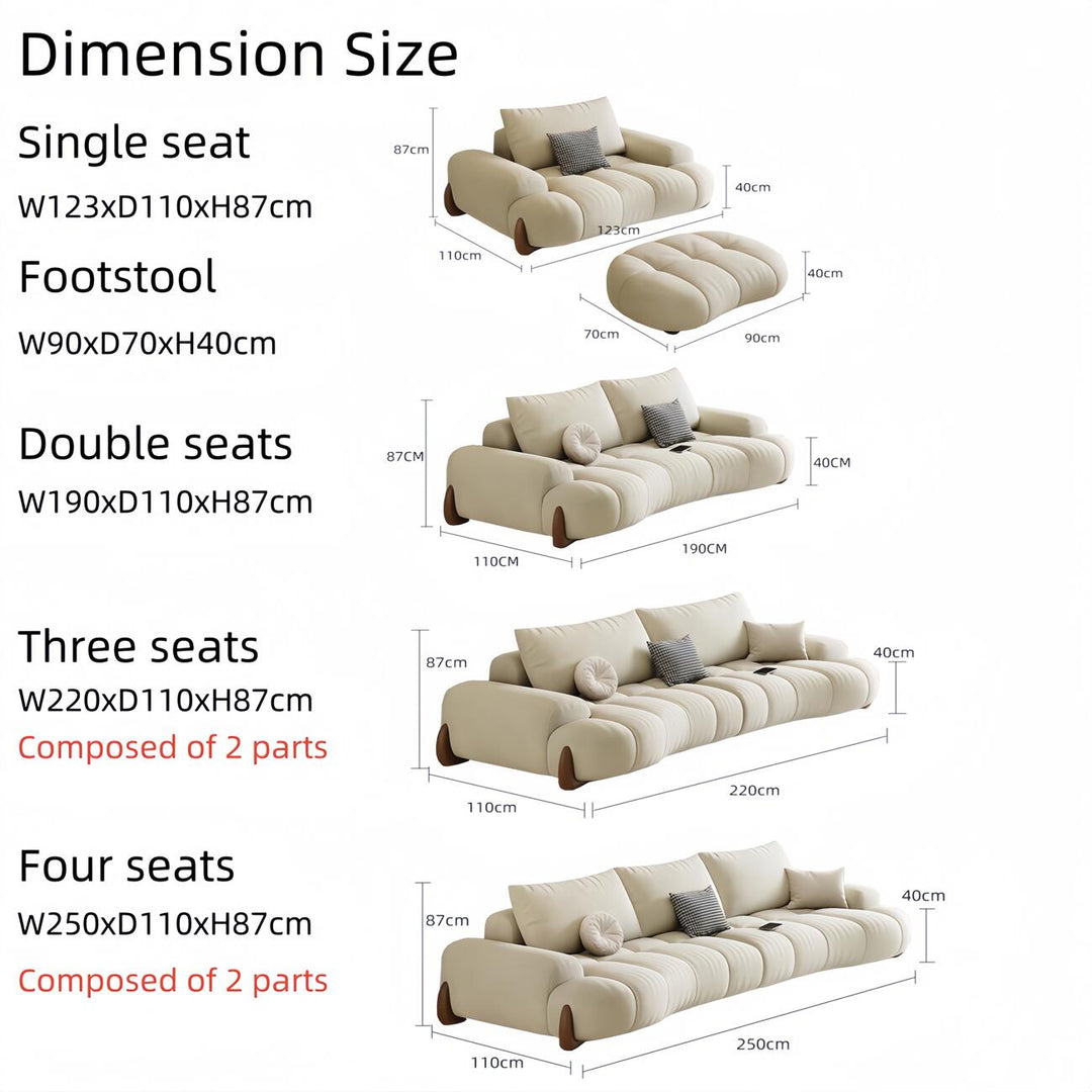 ABC Home Light Luxury Fabric Cloud Shaped Sofa set for Livingroom