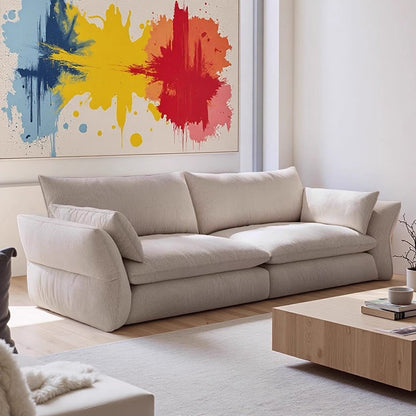 ABC HOME Wood White Cloud Sofa | Contemporary Style