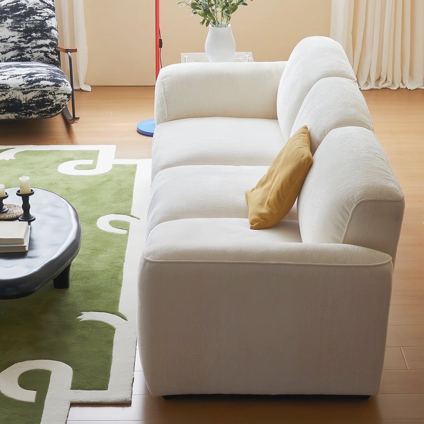 ABC HOME Wood White Cloud Sofa | Contemporary Style