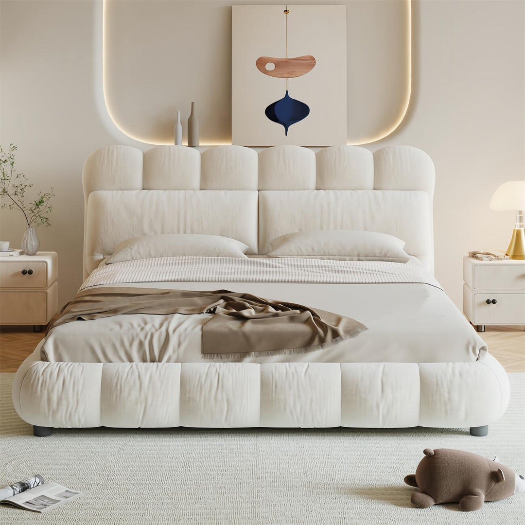 ABC Home Bed Frame Modern Velvet King Queen Size for bedroom Without Mattress