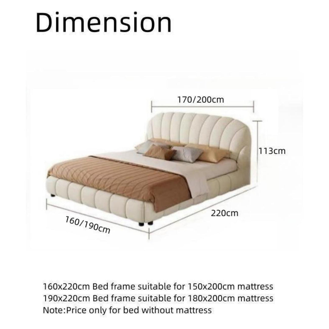 ABC Home Light Luxury Fleece Fabric Wrap Bed Frame for Bedroom Without Mattress