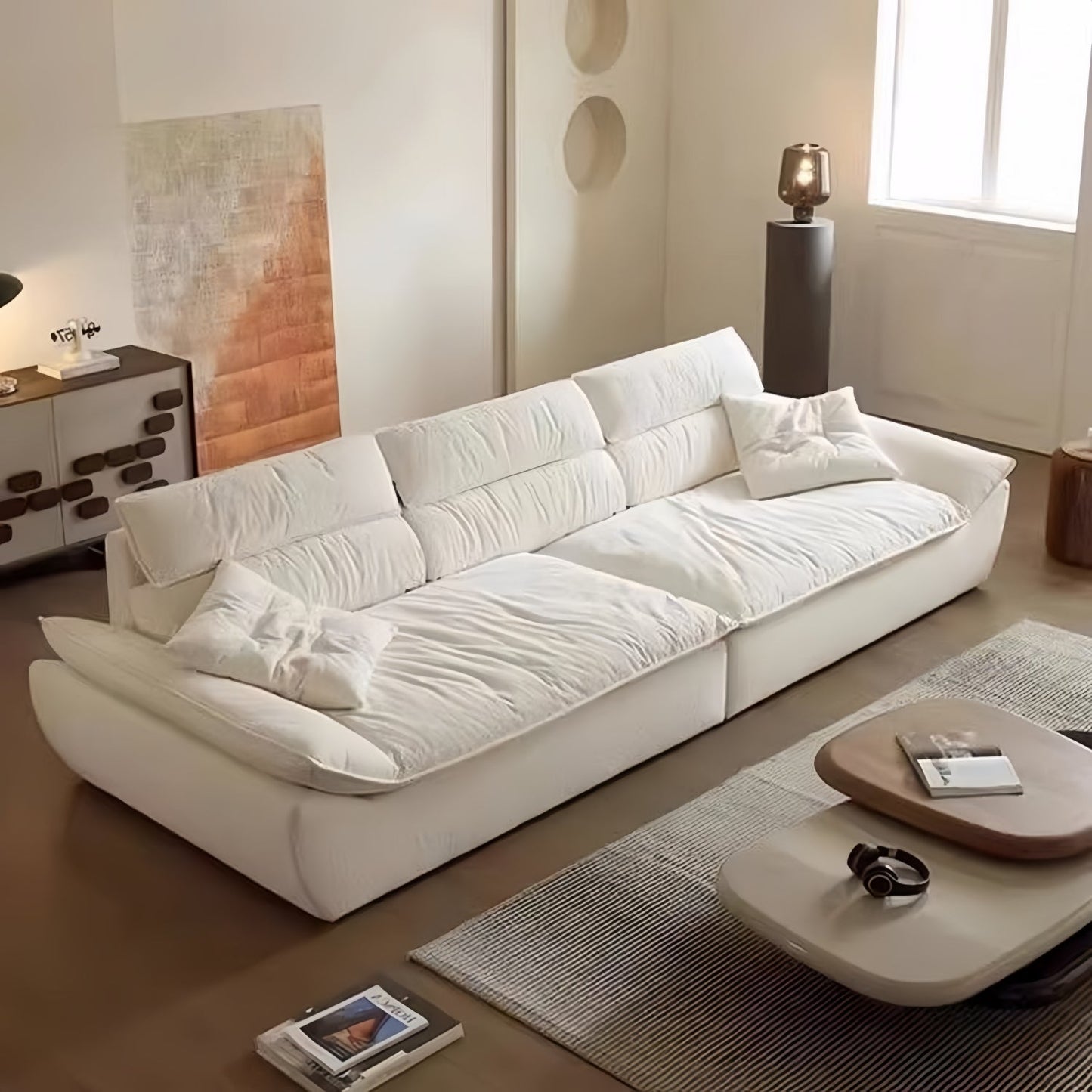 ABC HOME Wood White Sectional Sofa | Contemporary Style