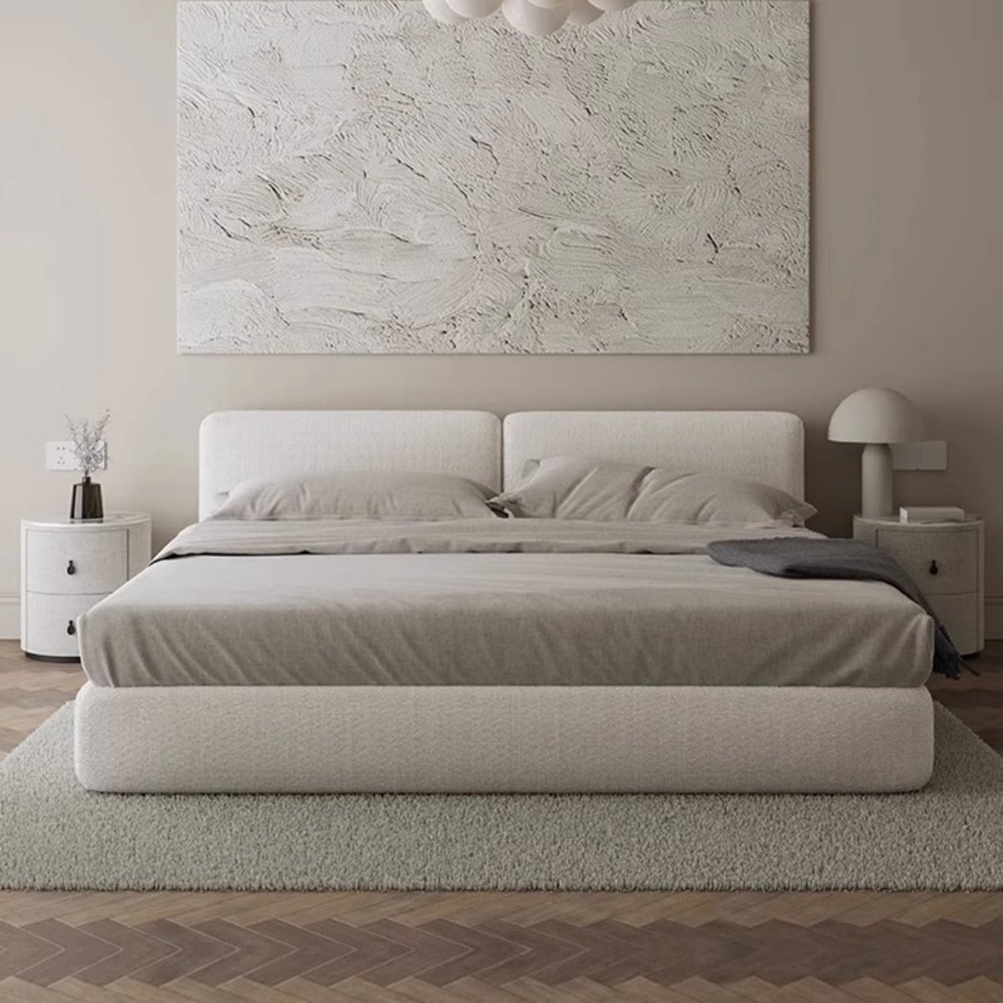 ABC HOME Bed: Linen Natural Modern