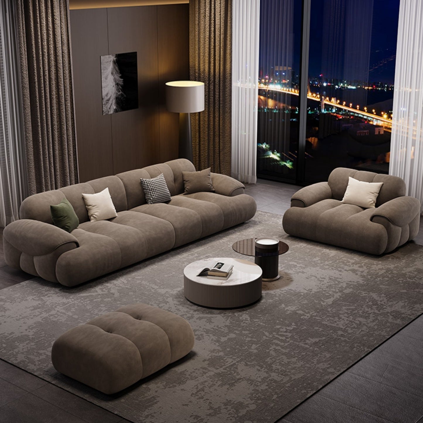 ABC HOME Sofa: Wood Beige Sectional