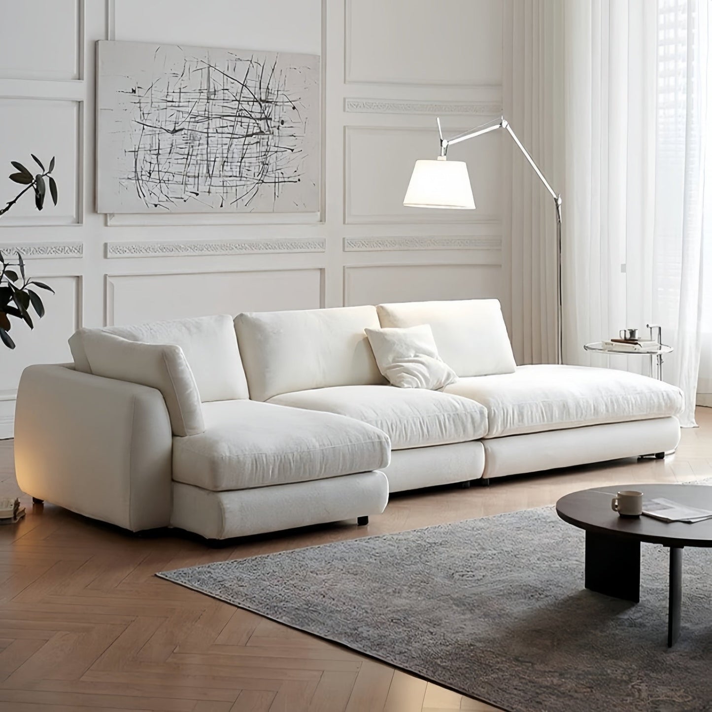 ABC HOME Sofa with Linen & Wood