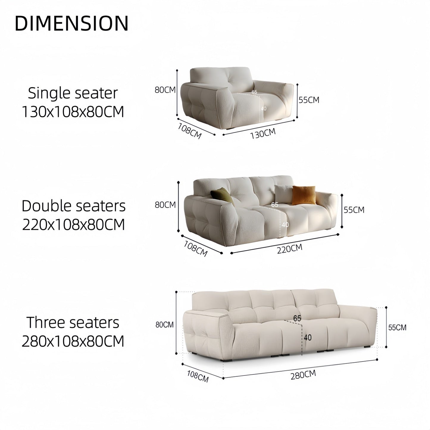 ABC HOME Wood White Cloud Sofa | Contemporary Style