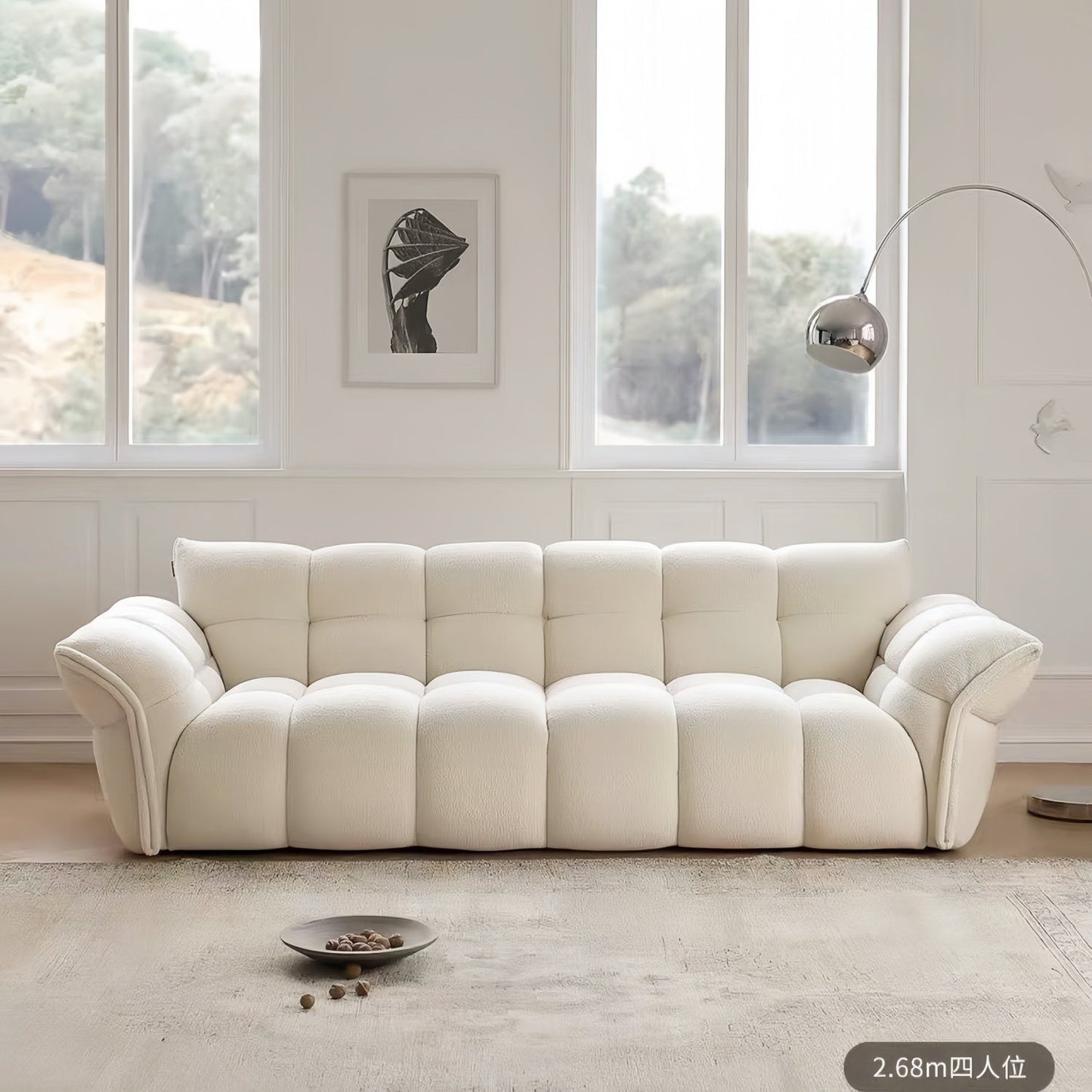 ABC HOME Wood White Cloud Sofa | Contemporary Style