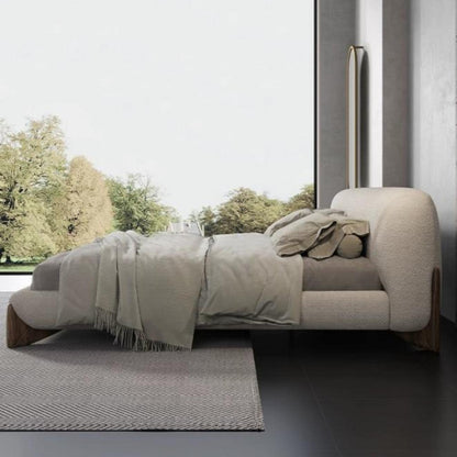 ABC Home Light Luxury Fleece Fabric Wrap Bed Frame for Bedroom Without Mattress