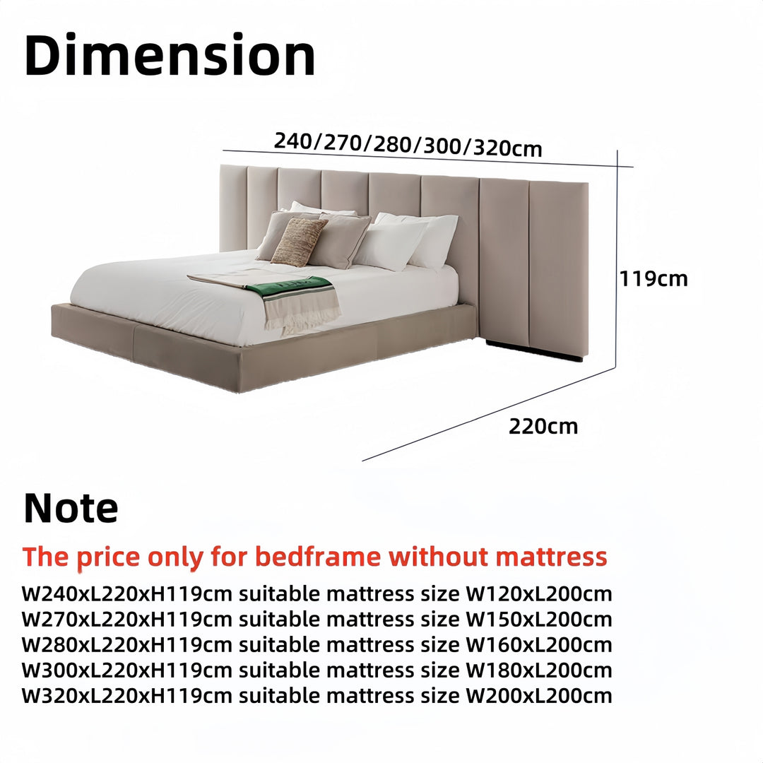 ABC Home Bed Frame Modern Velvet King Queen Size for bedroom Without Mattress