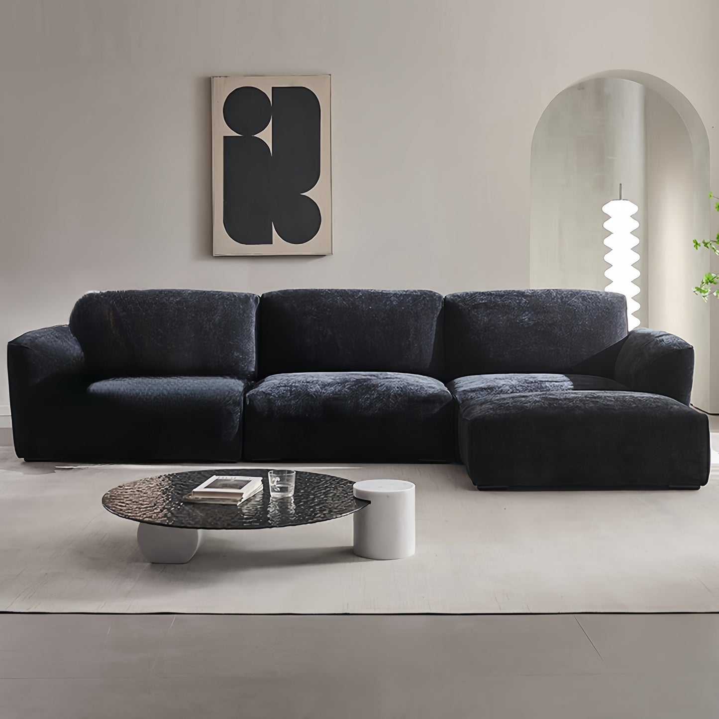 ABC HOME Sofa: Fleece Fabric Overstuffed Multifunction Cloud shaped Sofa Chair set for Livingro