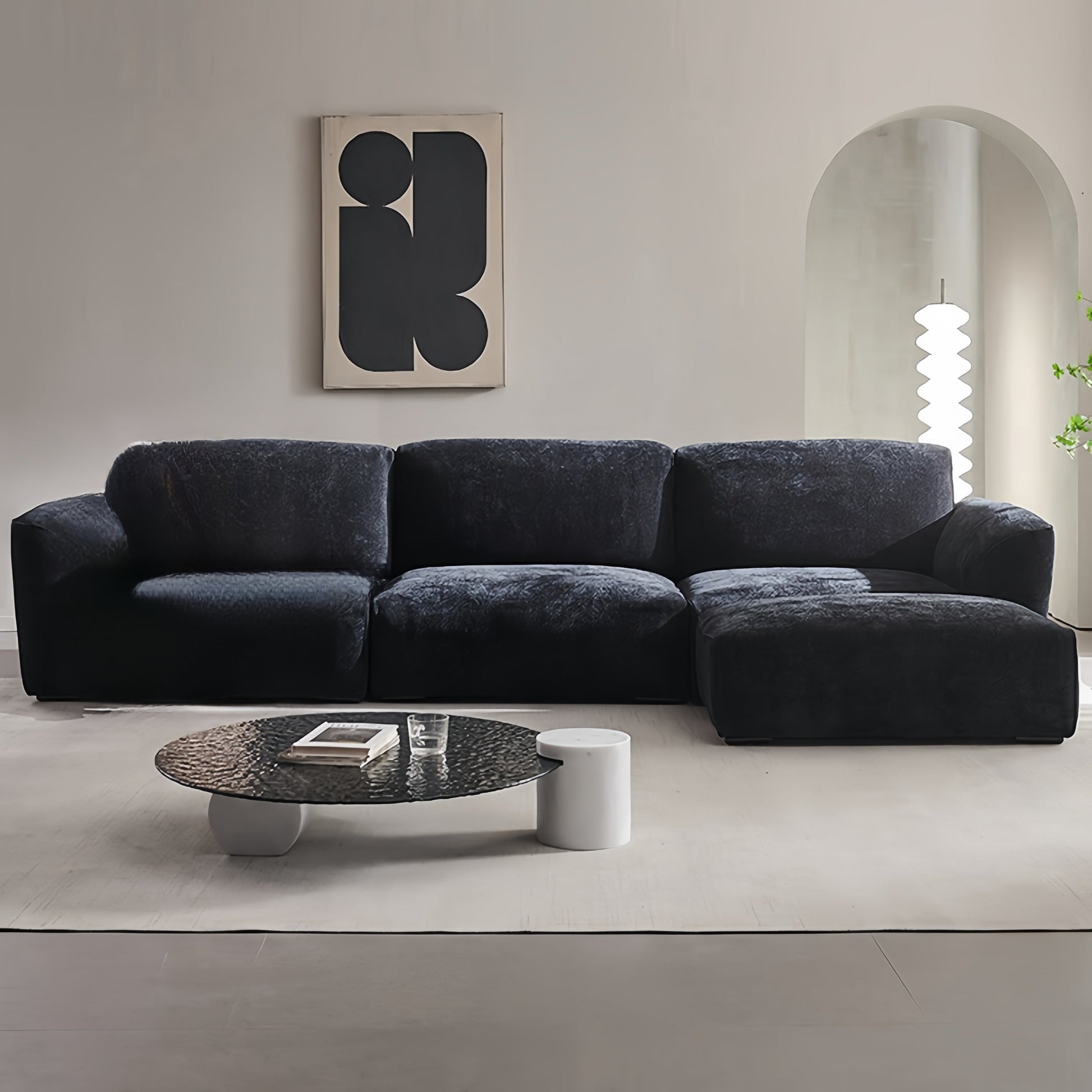 ABC HOME Sofa: Fleece Fabric Overstuffed Multifunction Cloud shaped Sofa Chair set for Livingro