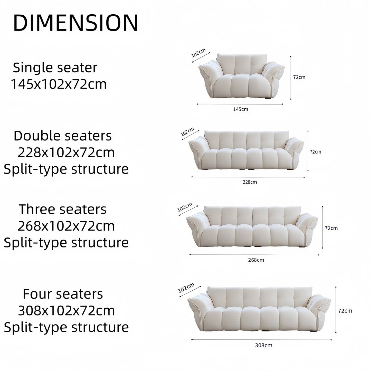 ABC HOME Wood White Cloud Sofa | Contemporary Style