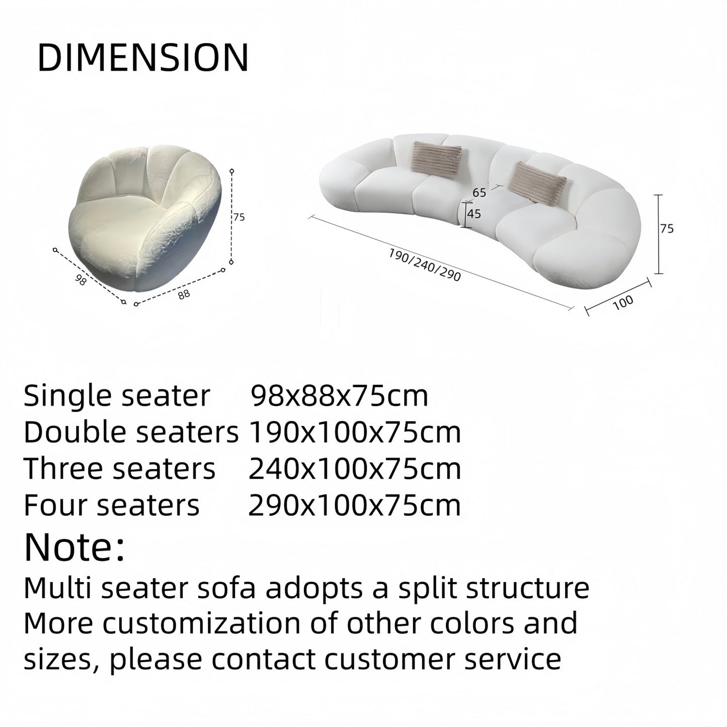 ABC HOME Sofa with Wood & White