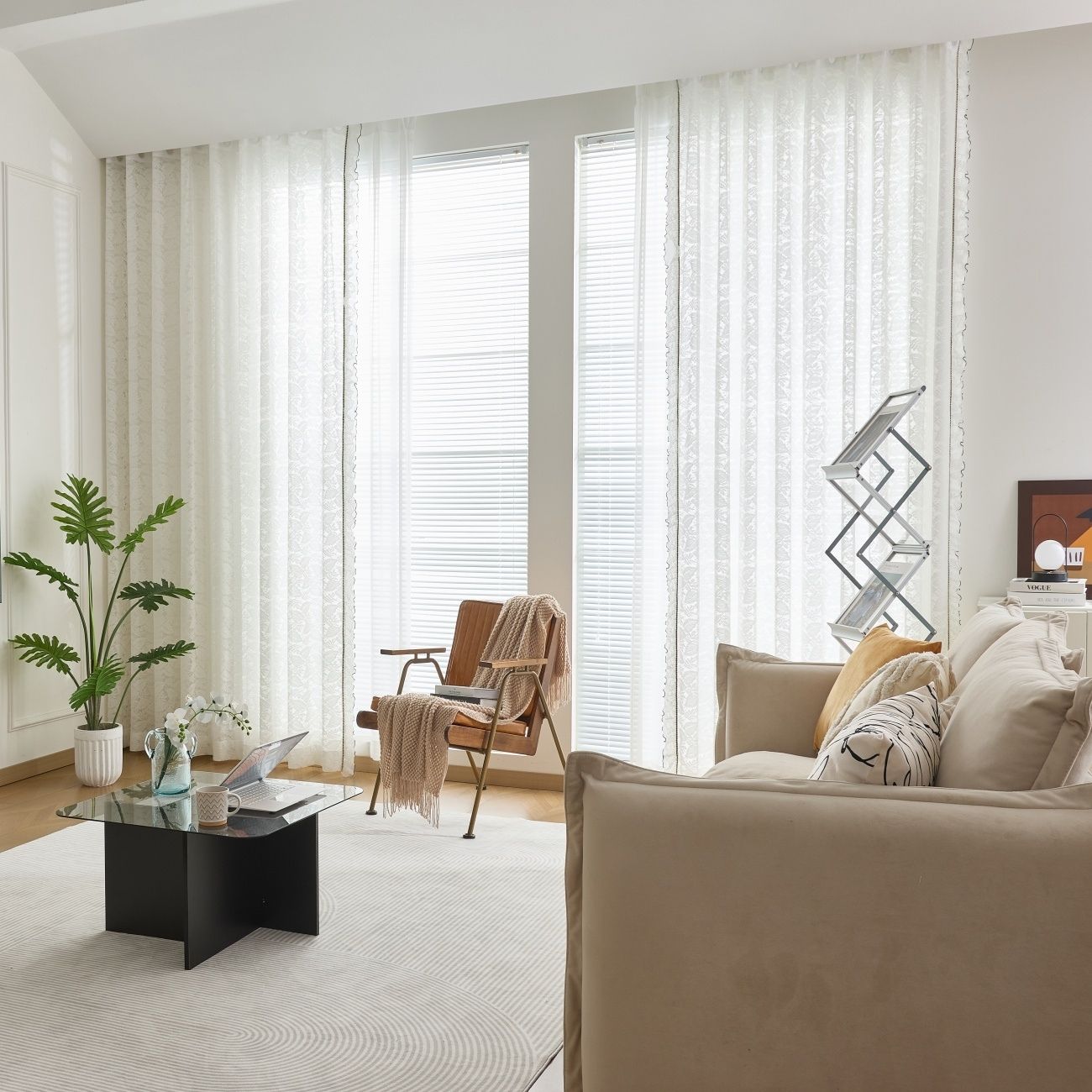 ABC HOME Curtains: 2 Panels Sheer Color Chiffon Tulle Light Window Textile Curtains Drapes for