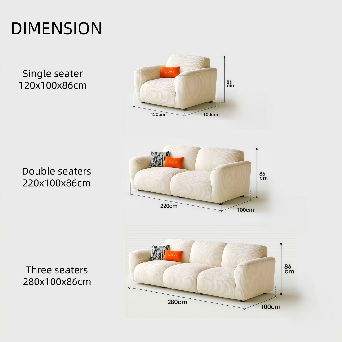 ABC HOME Wood White Cloud Sofa | Contemporary Style