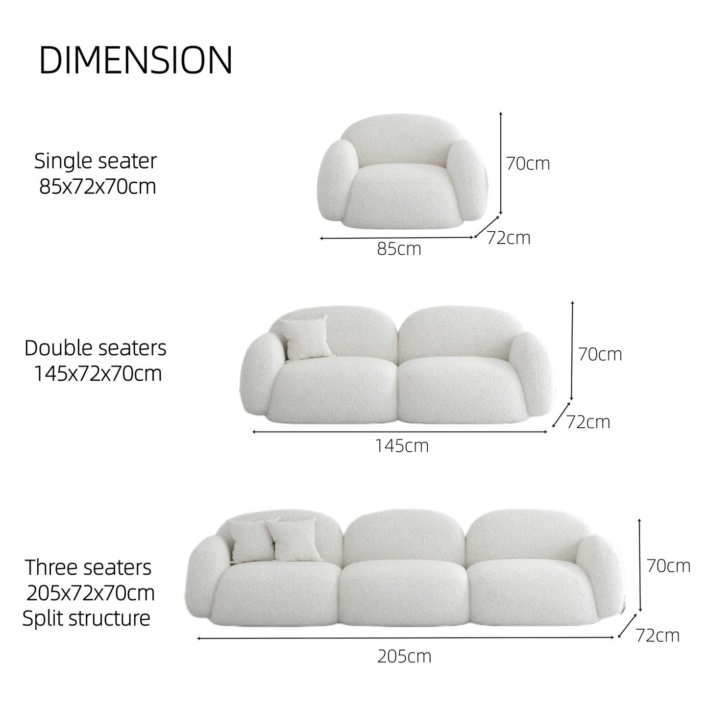 ABC HOME Sofa with Wood & White