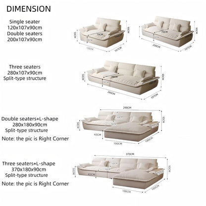 ABC HOME Wood White Sectional Sofa | Contemporary Style