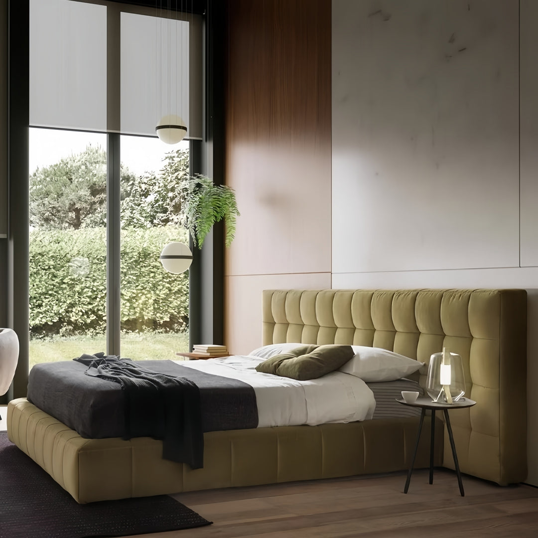 ABC Home Bed Frame Modern Velvet King Queen Size for bedroom Without Mattress