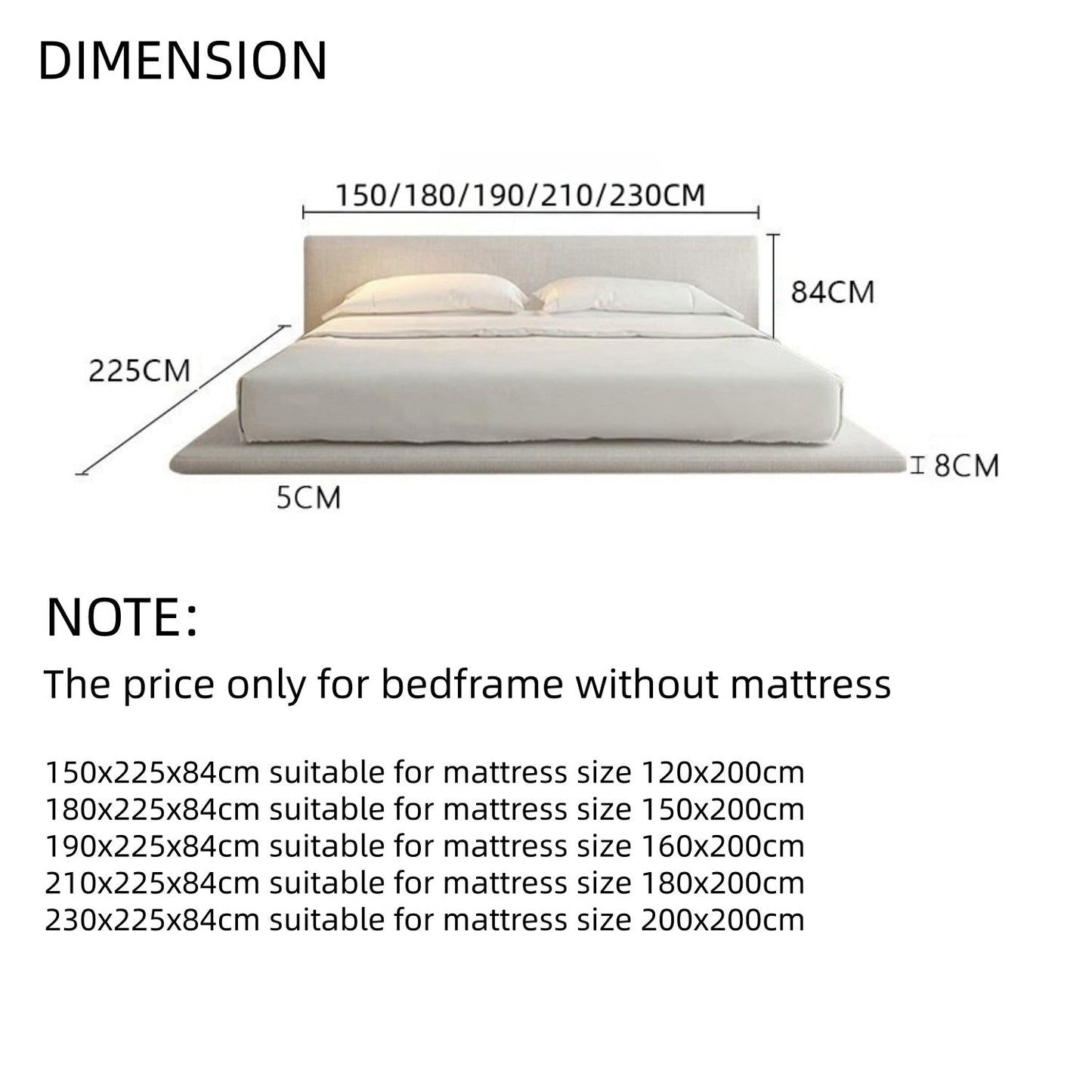ABC HOME Bed: Linen Wood Beige
