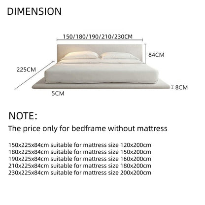 ABC HOME Bed: Linen Wood Beige