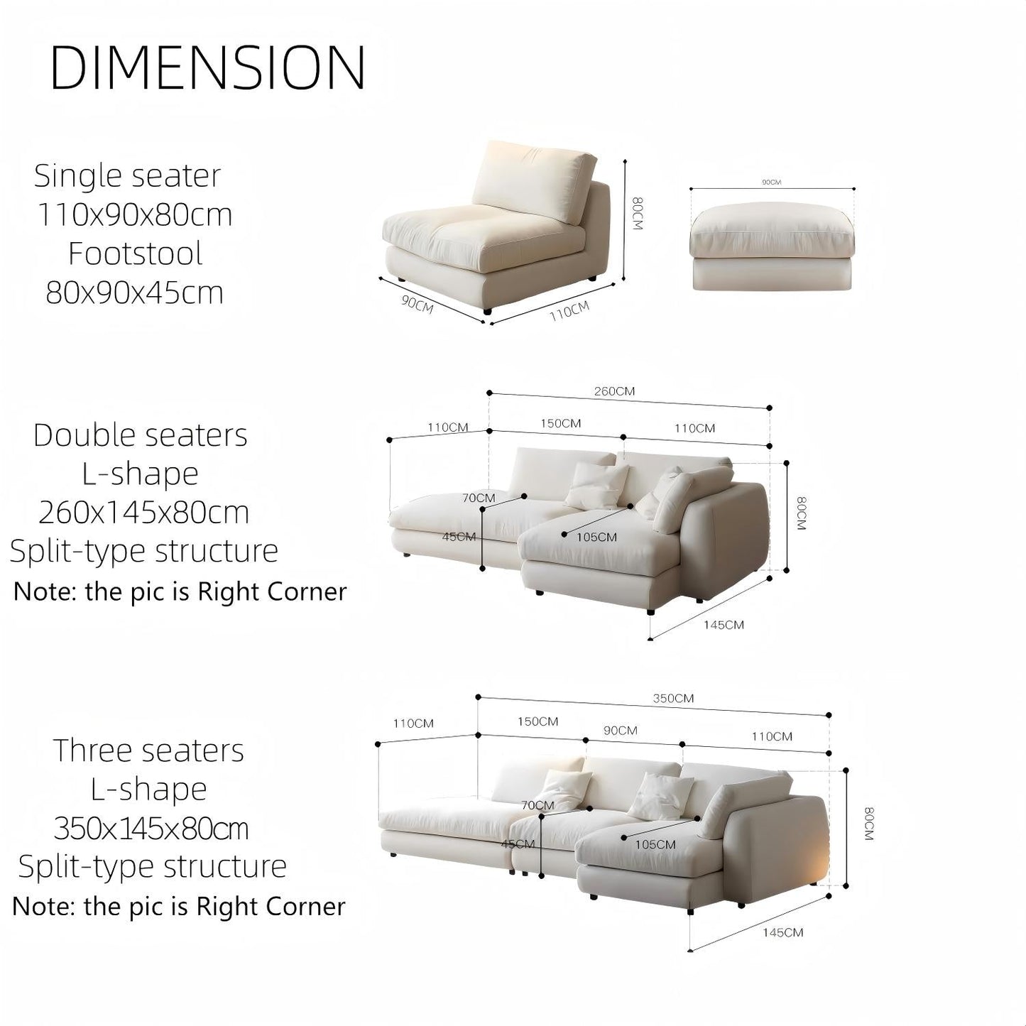 ABC HOME Sofa with Linen & Wood