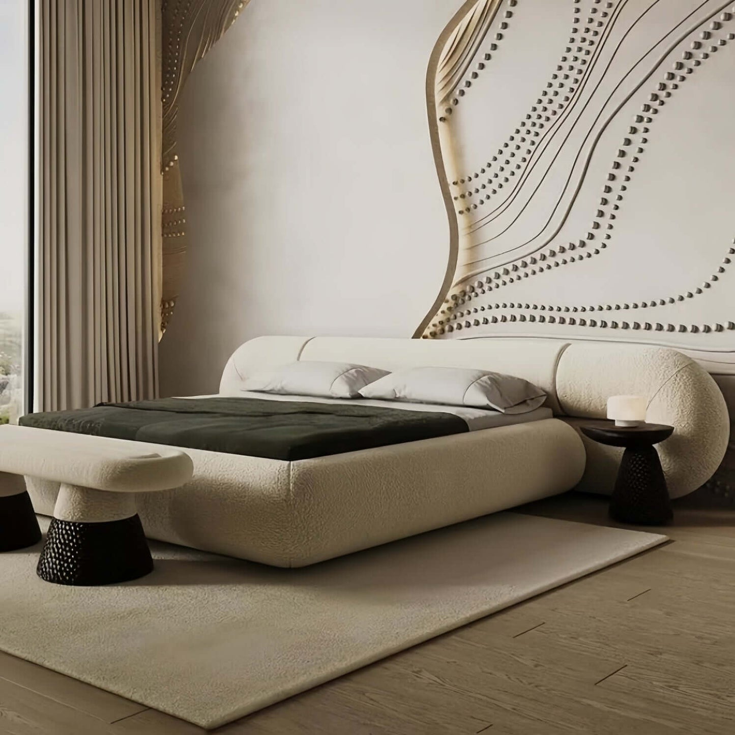 ABC HOME Bed: Bed Frame Modern Velvet King Queen Size for bedroom Without Mattress in Dubai sho