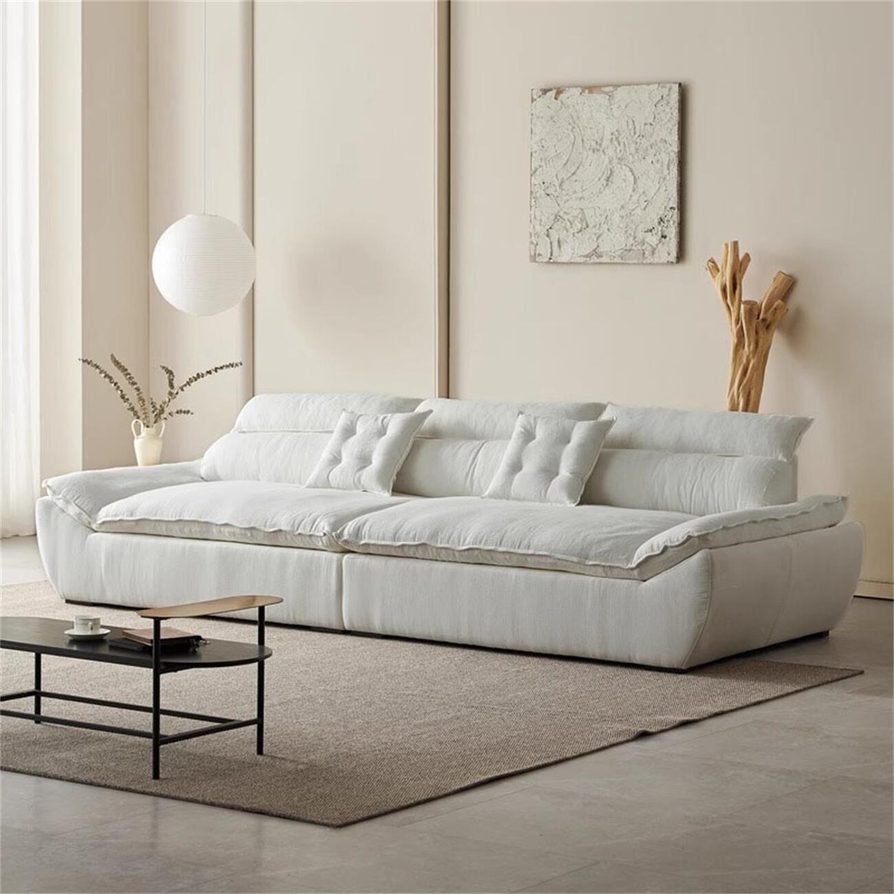 ABC Home Light Luxury Linen Cotton  Fabric Cloud Shaped Sofa set for Livingroom