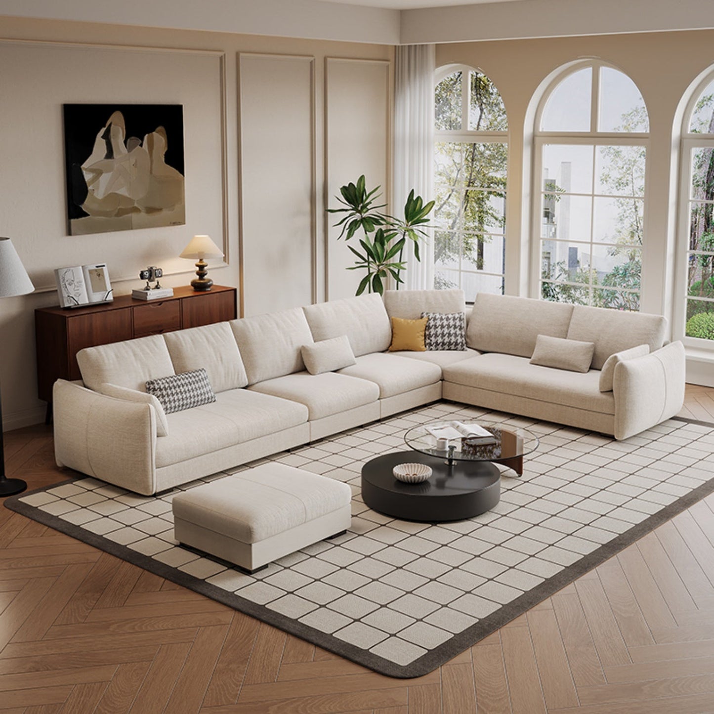 ABC HOME Sofa with Wood & White