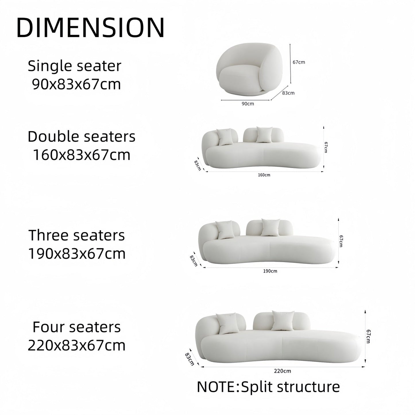 ABC HOME Wood White Cloud Sofa Collection