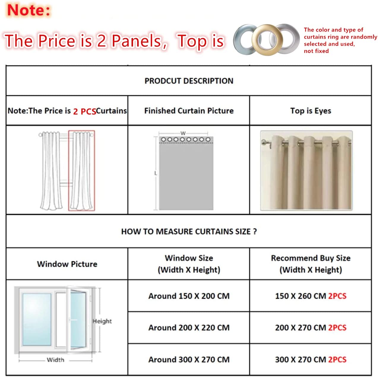 2 Panels 60% Blackout Curtains for Living Room Thermal Insulated Bedroom Darkening Drapes for Basics Room Window