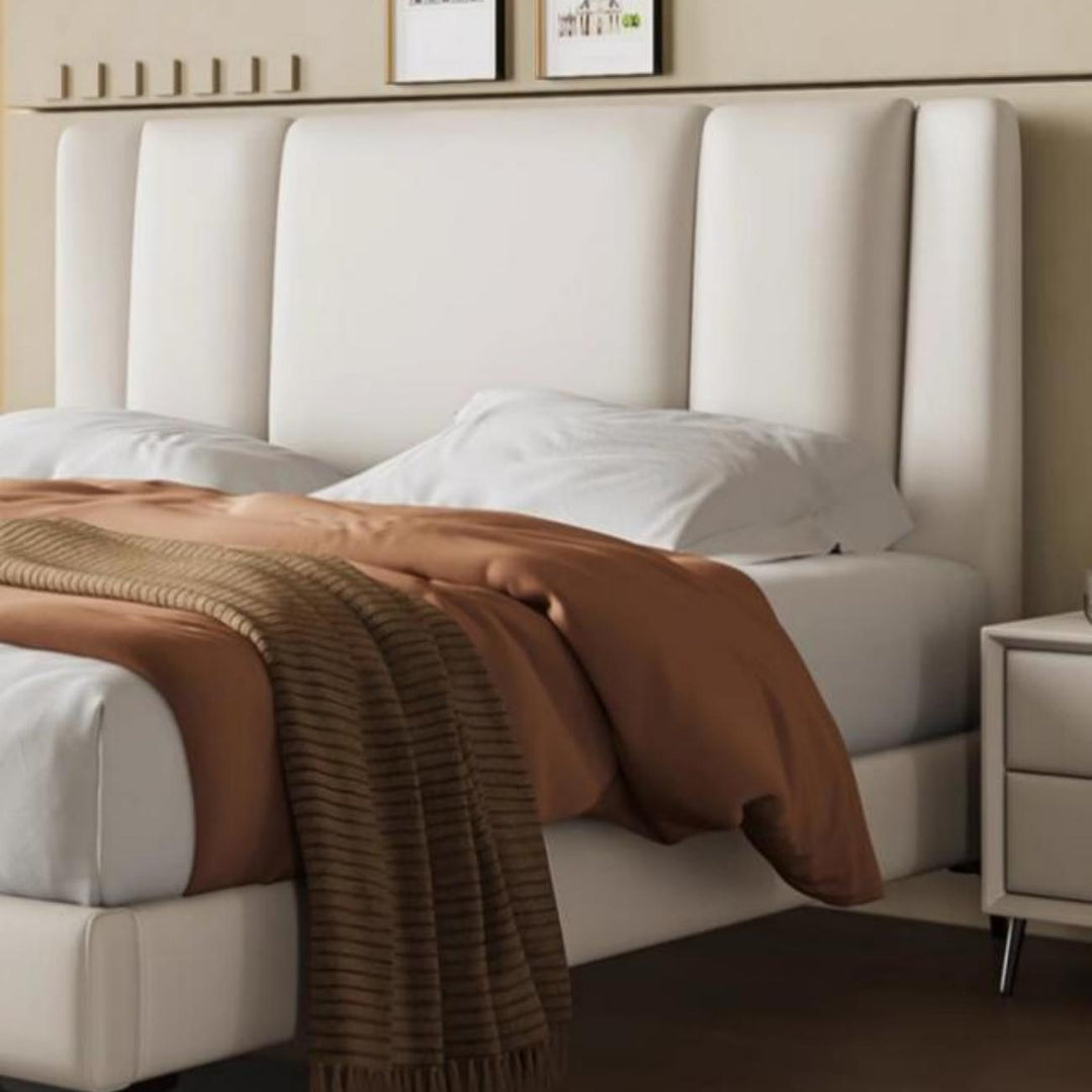 AAH Home Light Luxury Modern  Leather Wrap Bed Frame for Bedroom Without Mattress