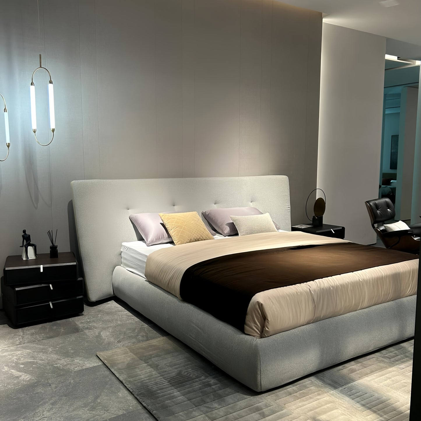 ABC Home Bed Frame Modern Velvet King Queen Size for bedroom Without Mattress