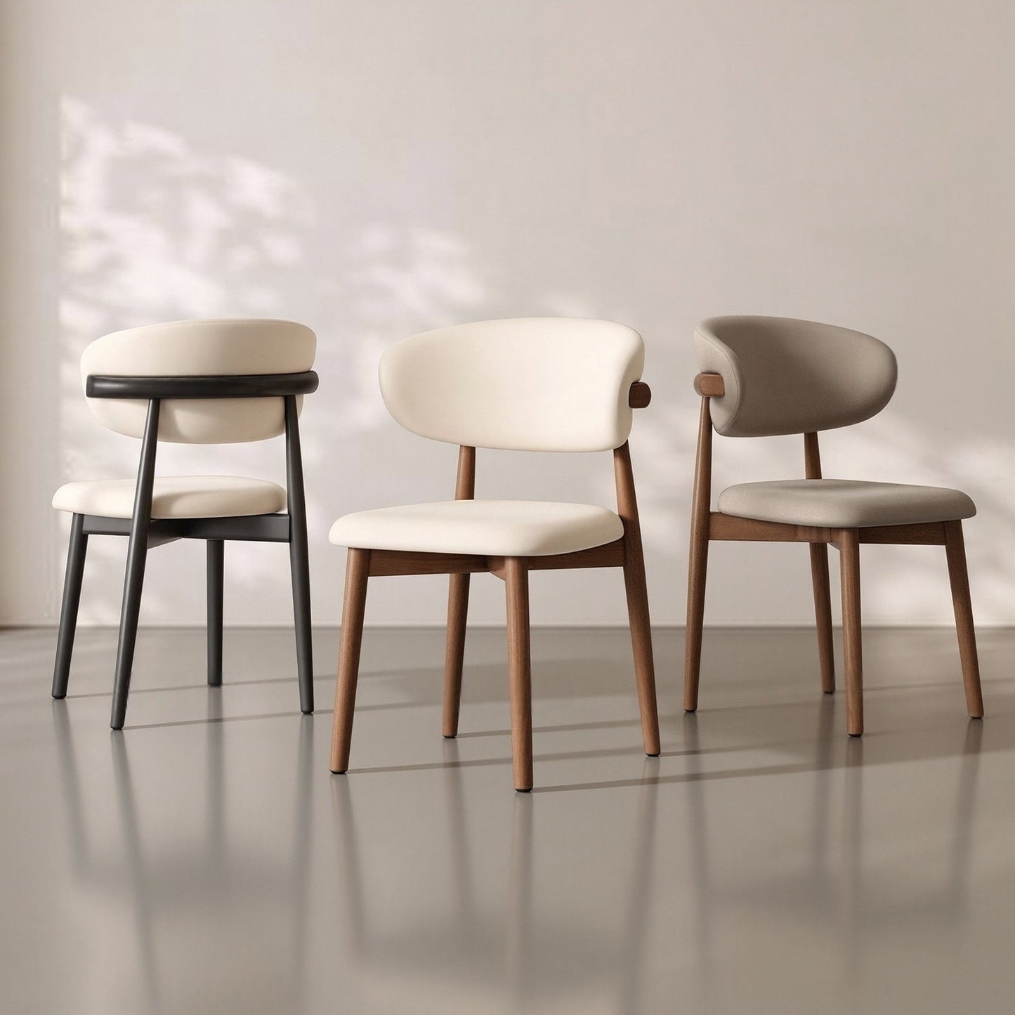 ABC HOME Chair: Linen Walnut Wood
