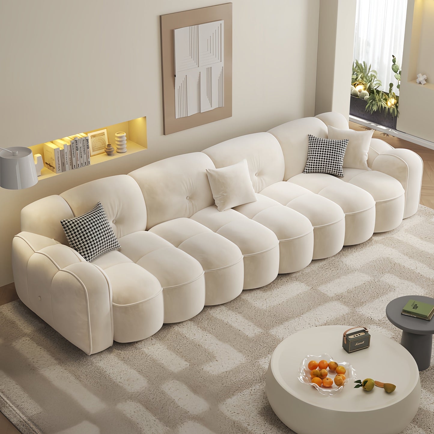 ABC Home Light Luxury Fabric Cloud Shaped Sofa set for Livingroom