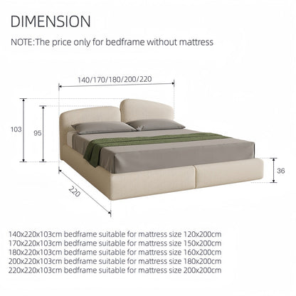 ABC HOME Sherpa Wood Beige Bed | Contemporary Style