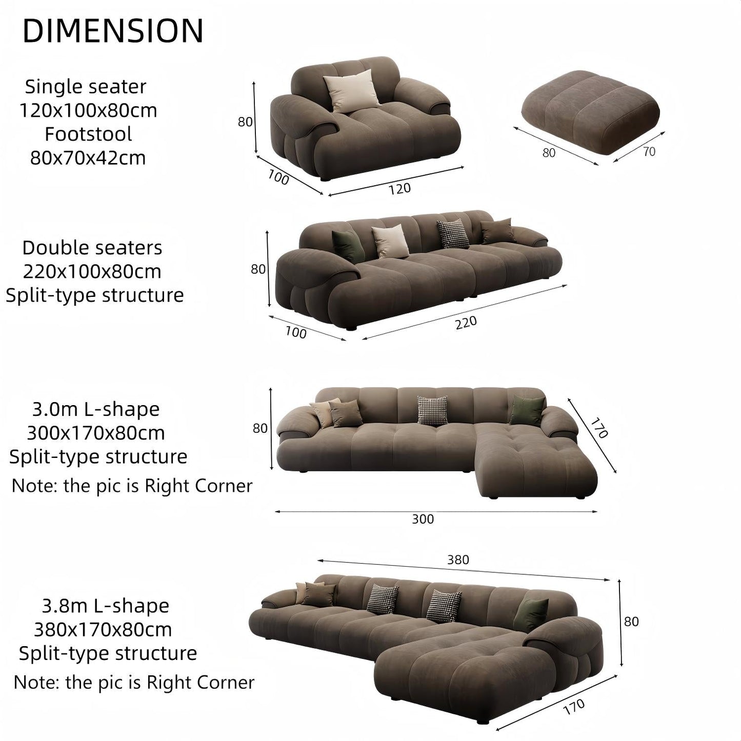 ABC HOME Sofa: Wood Beige Sectional