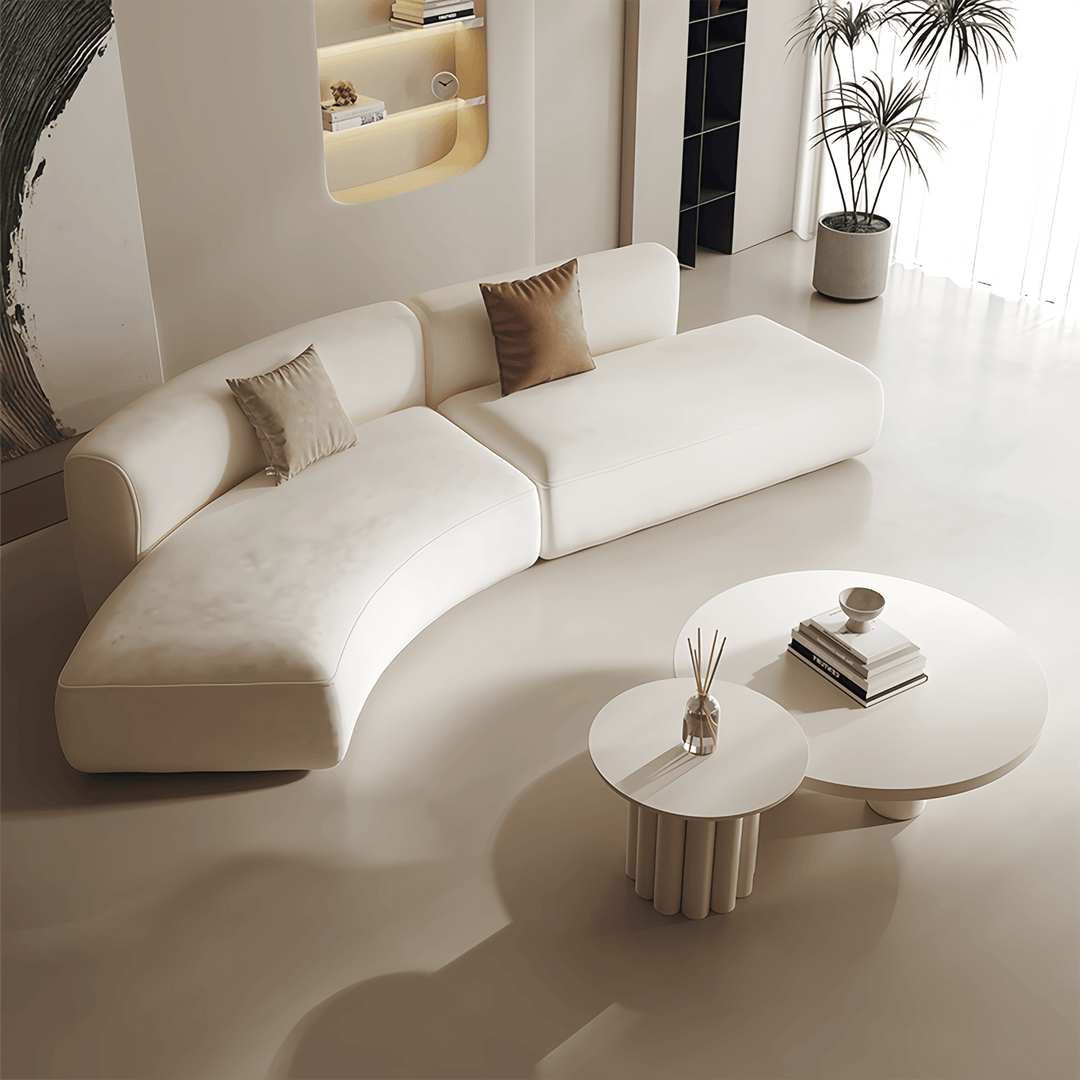 ABC Home Light Luxury Linen Cotton  Fabric Cloud Shaped Sofa set for Livingroom