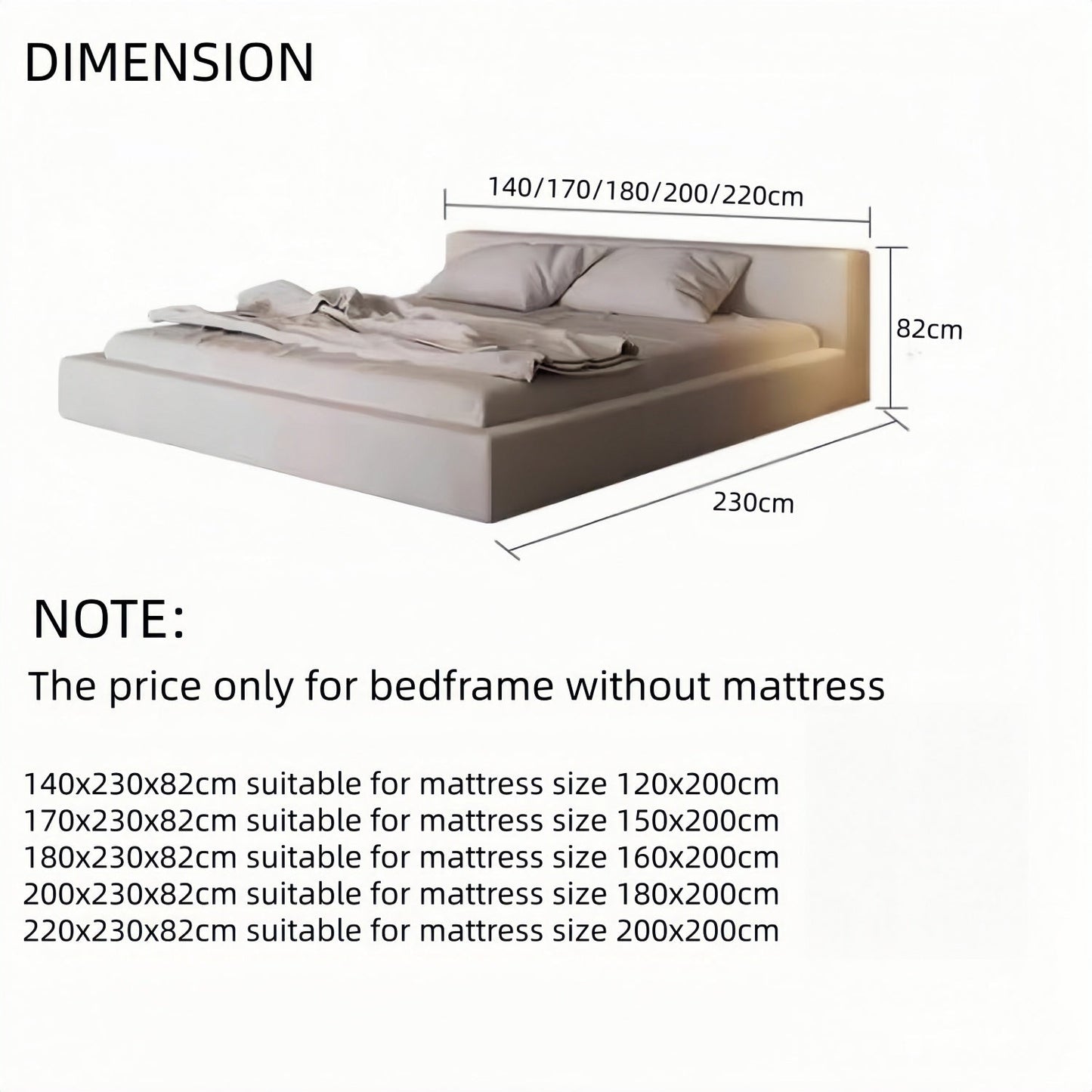 ABC HOME Linen Wood Natural Bed | Contemporary Style