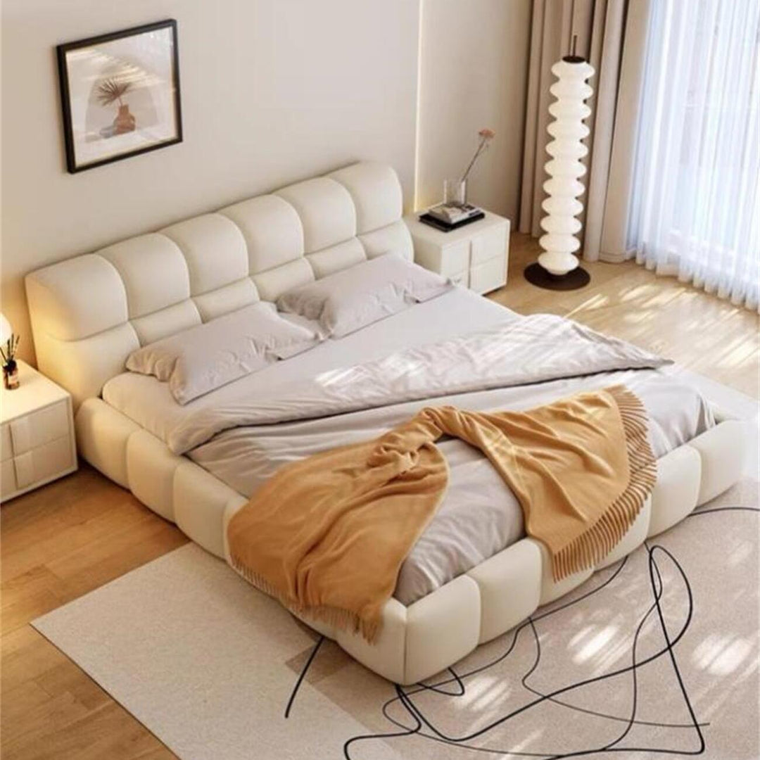 ABC Home Light Luxury Modern  Leather Wrap Bed Frame for Bedroom Without Mattress