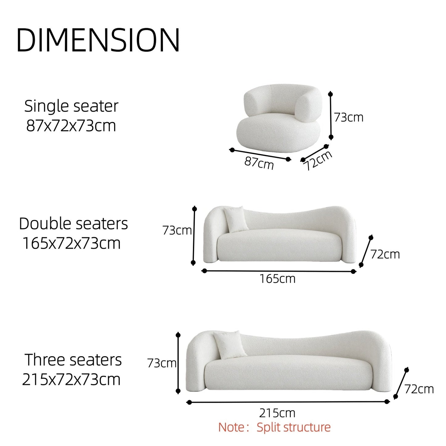 ABC HOME Sofa: Wood White Cloud