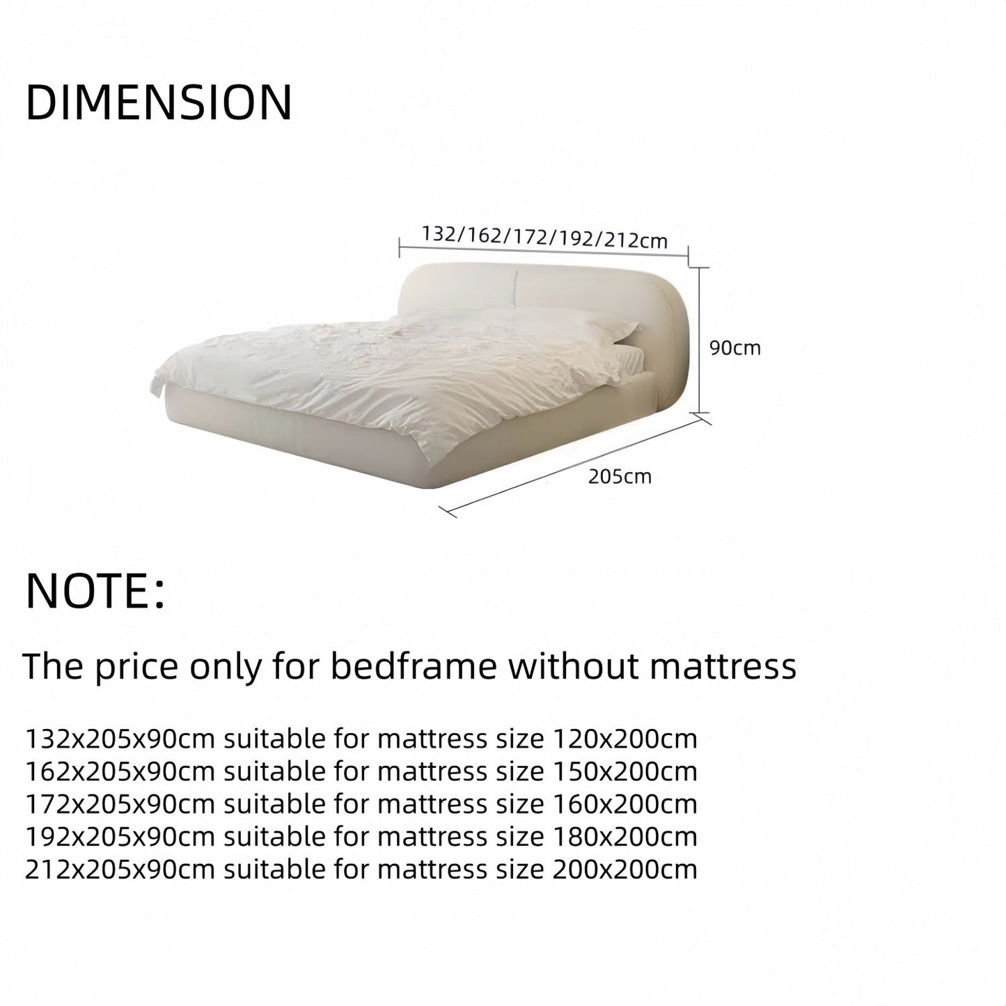 ABC HOME Bed: Sherpa Linen Wood