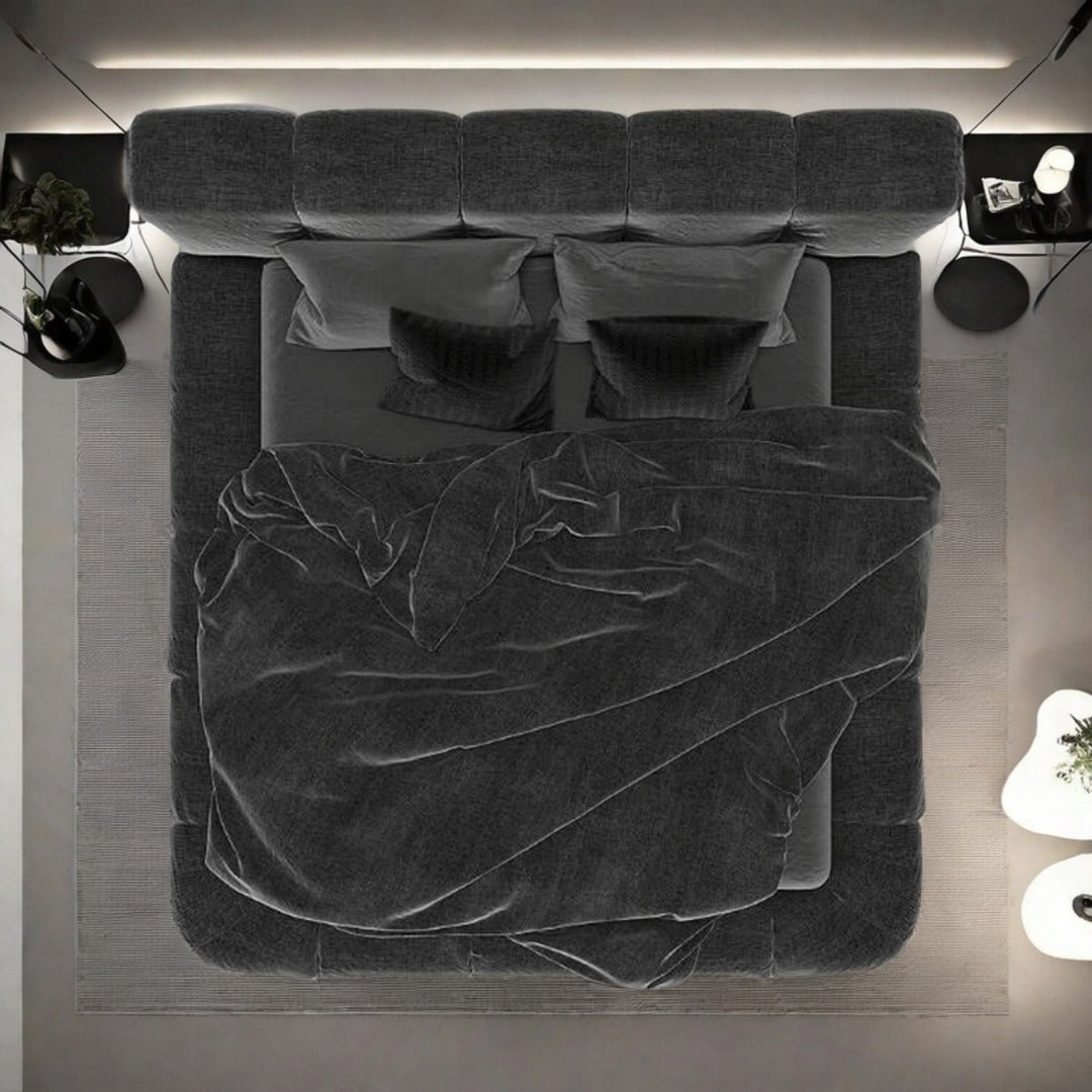 ABC Home Bed Frame Modern Velvet King Queen Size for bedroom Without Mattress