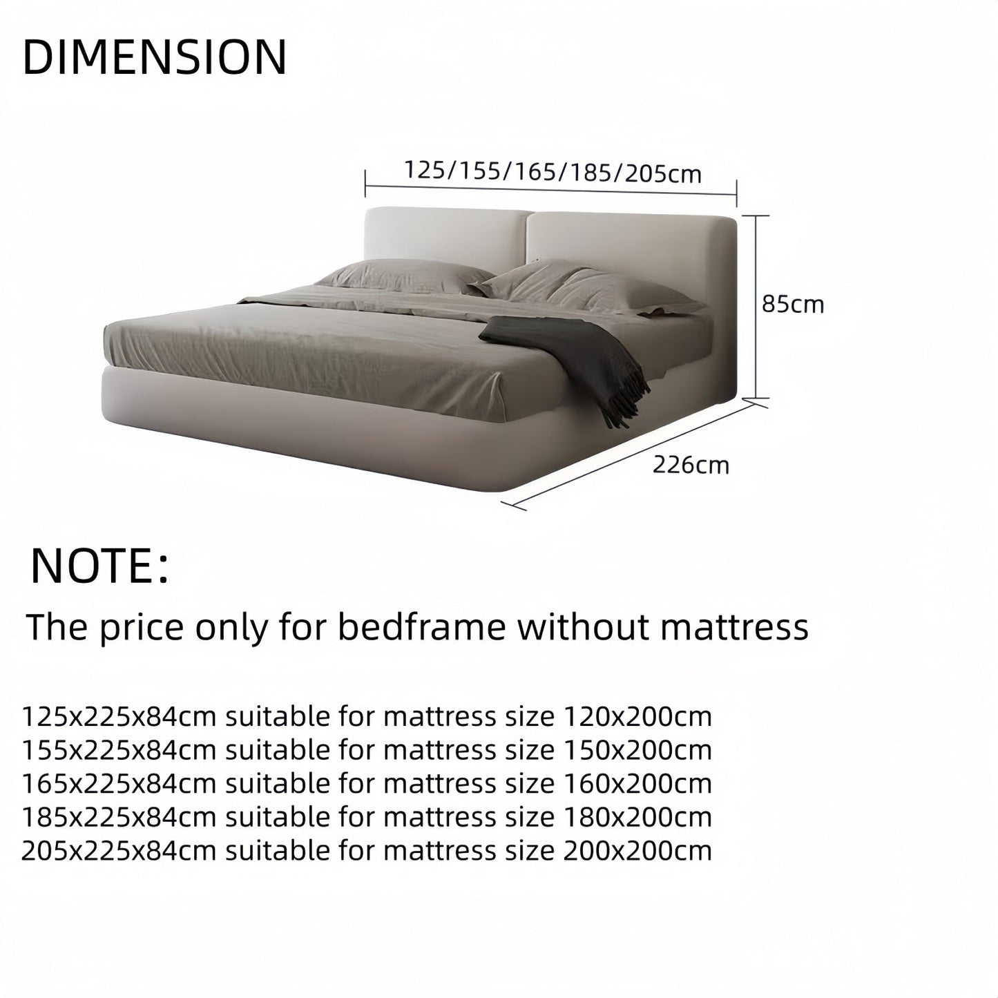 ABC HOME Bed: Linen Natural Modern