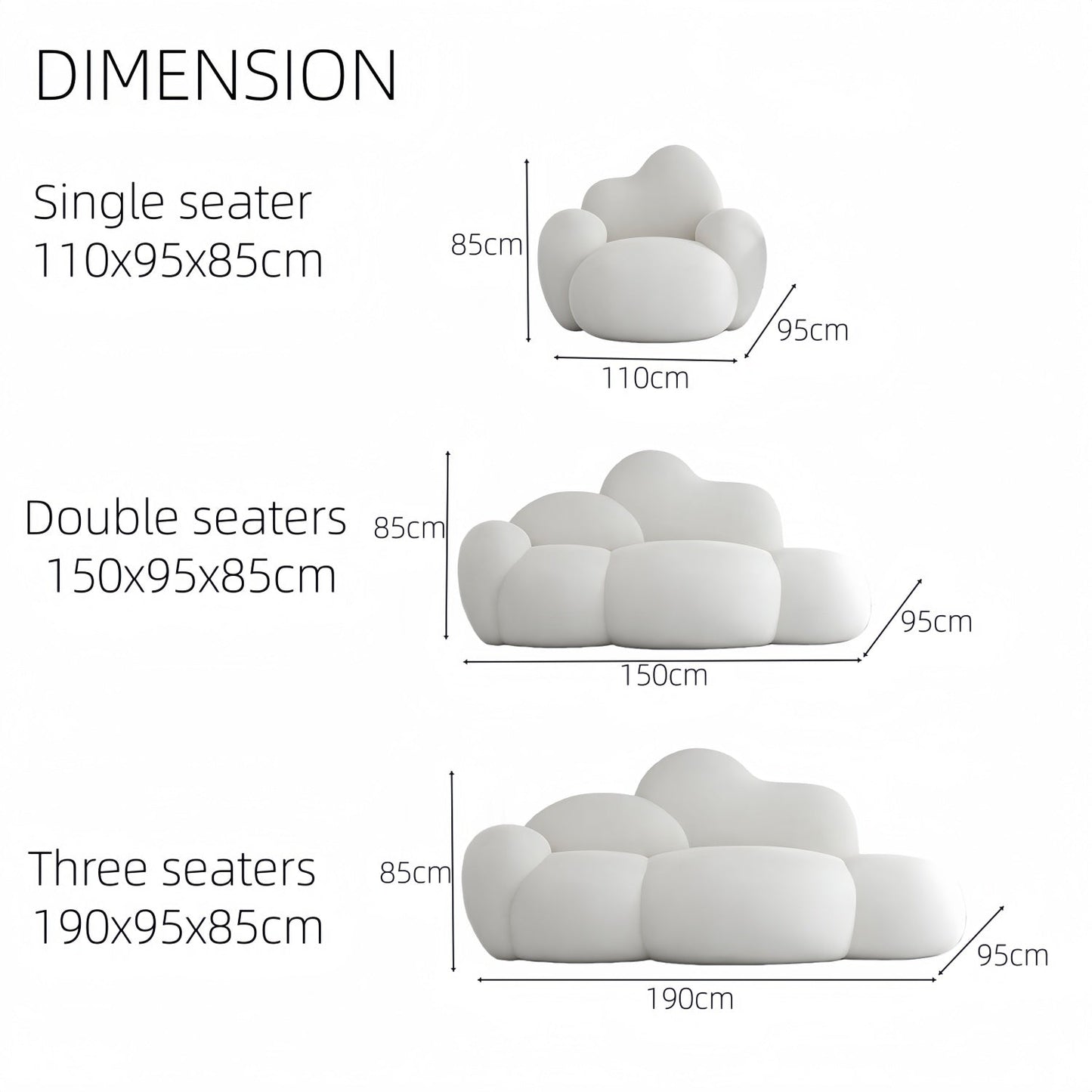 ABC HOME Sofa: Wood White Cloud