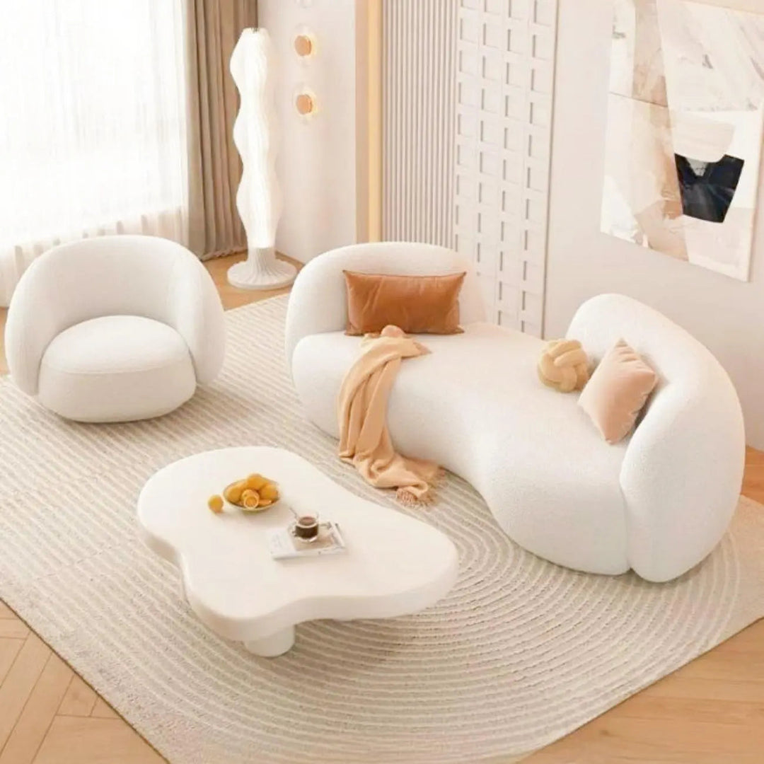 AAH Home Fleece Fabric Overstuffed Multifunction Arc-shaped Sofa set for Livingroom Office AAH HOME