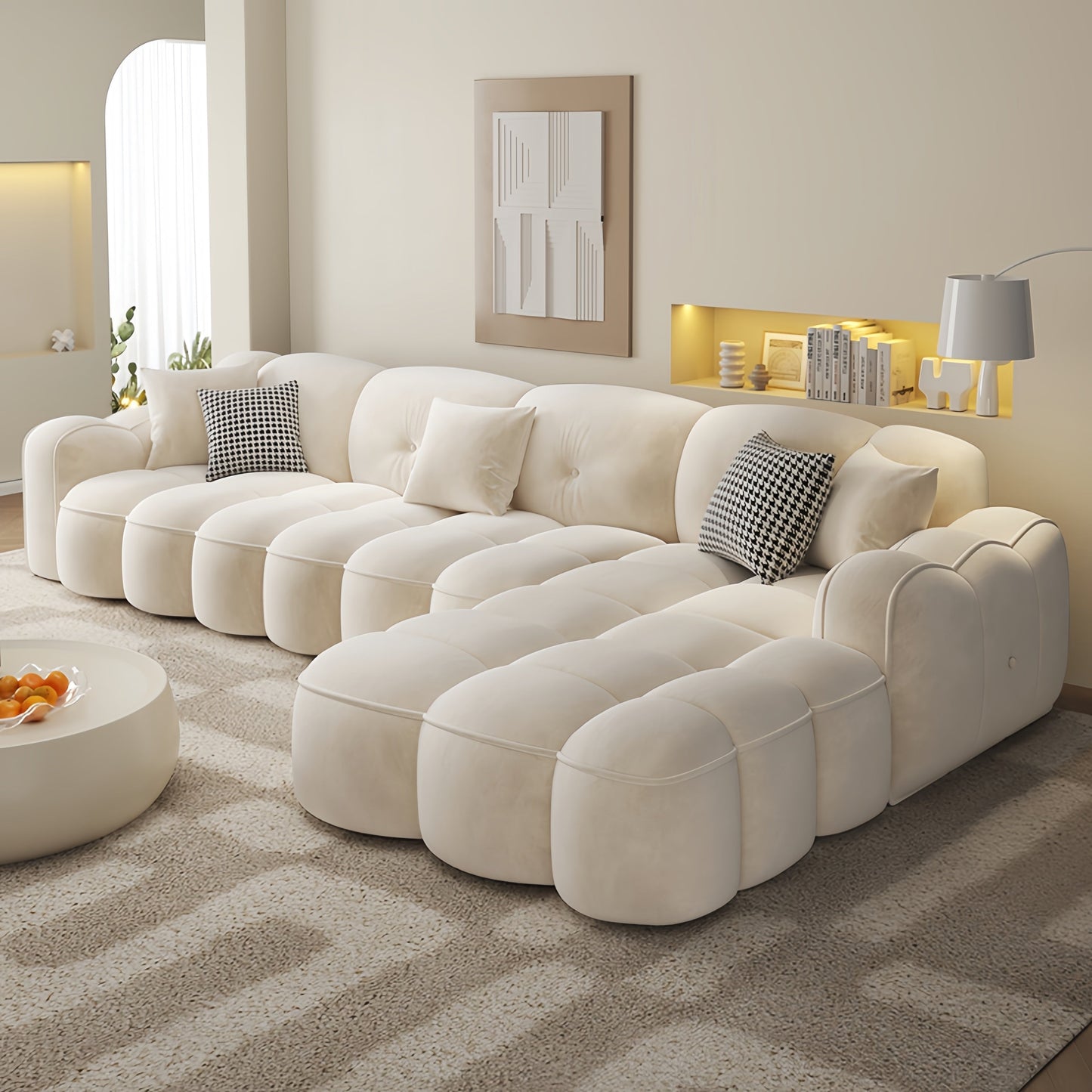 ABC Home Fleece Fabric Overstuffed Multifunction Sofa set for Livingroom Office