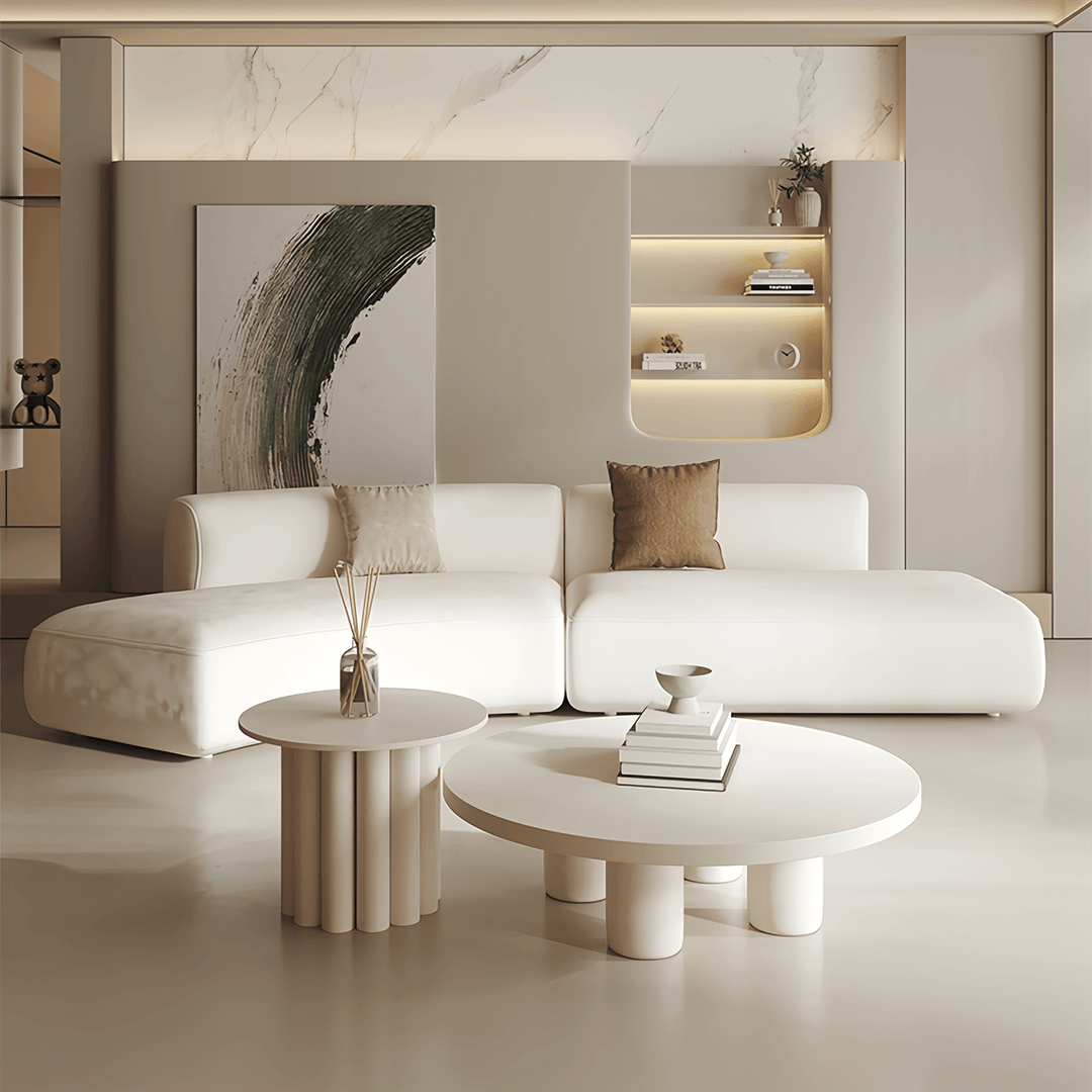 ABC Home Light Luxury Linen Cotton  Fabric Cloud Shaped Sofa set for Livingroom
