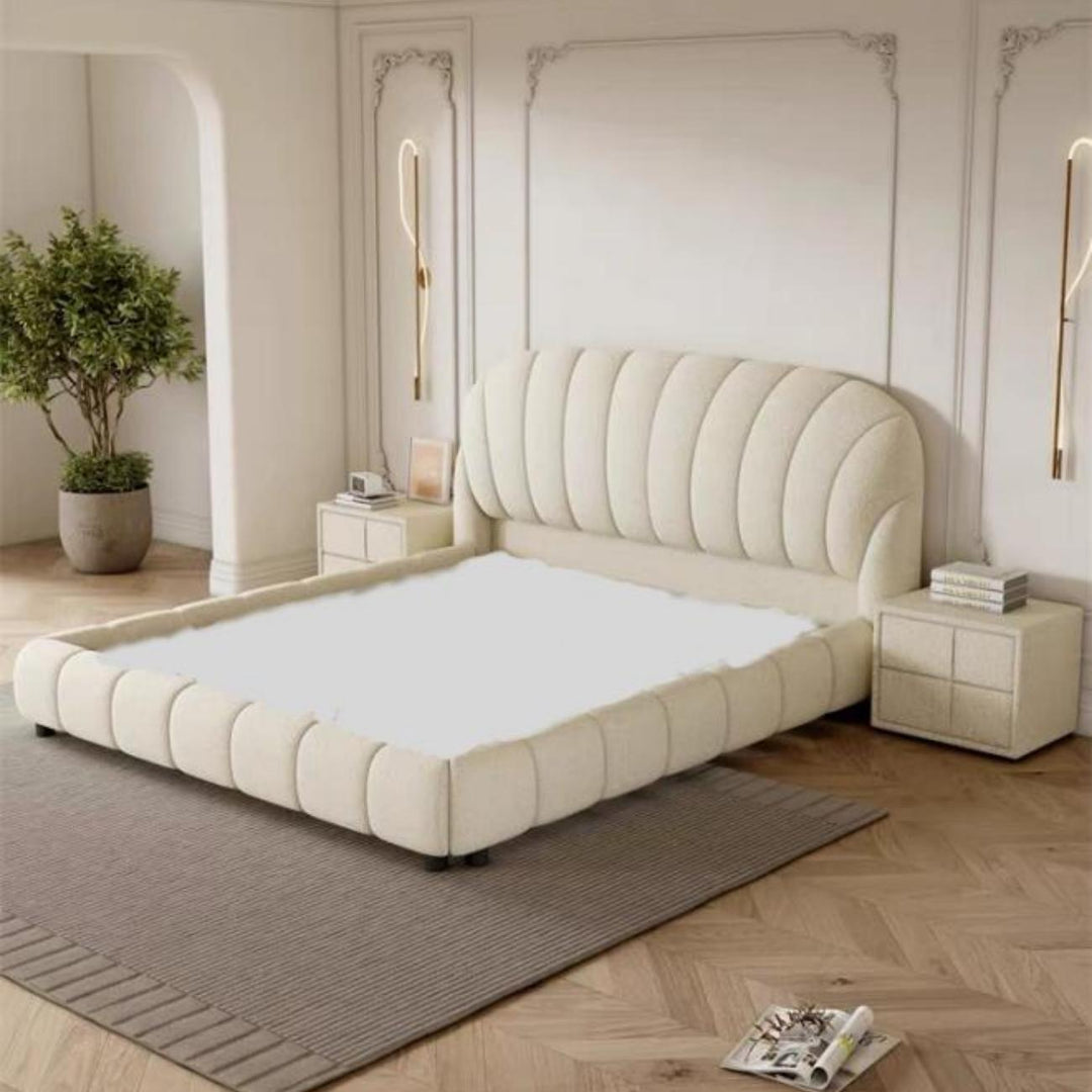 ABC Home Light Luxury Fleece Fabric Wrap Bed Frame for Bedroom Without Mattress